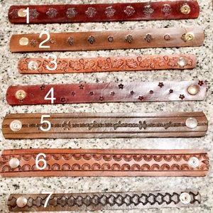 Hand made real leather snap bangles/bracelets